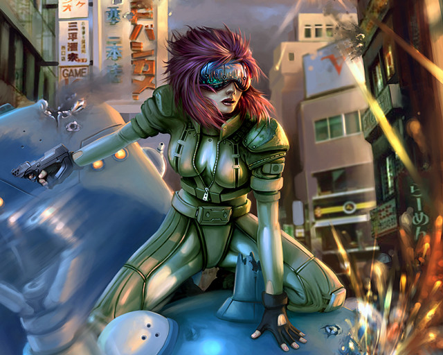 Futuristic woman globe city firework free wallpaper - medium preview image