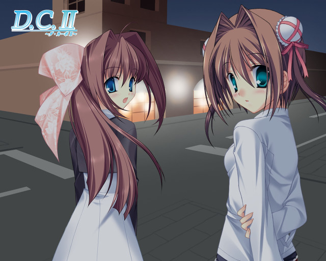 Two anime girls night street free wallpaper - medium preview image