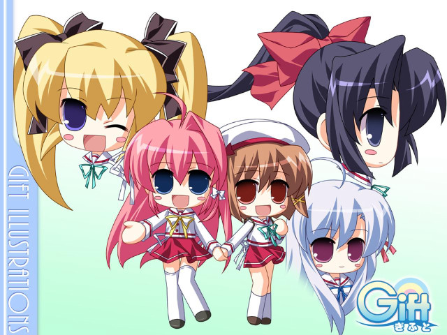 Anime girls colorful hair bows free wallpaper - medium preview image