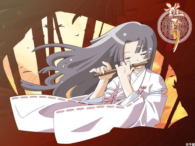 Woman flute longhair miko japan free wallpaper - medium preview image