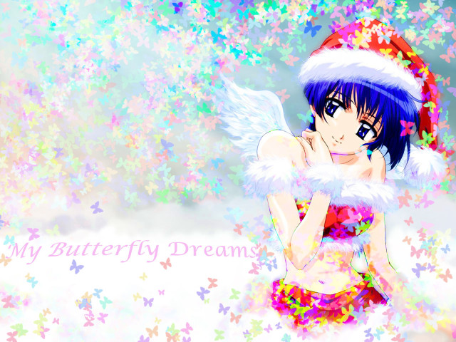 Girl santa hat star background free wallpaper for desktop - medium preview image