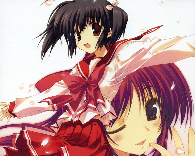 Anime girls red dress bow free wallpaper - medium preview image