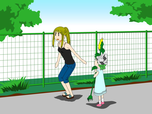 Woman flower girl fence anime free wallpaper - medium preview image