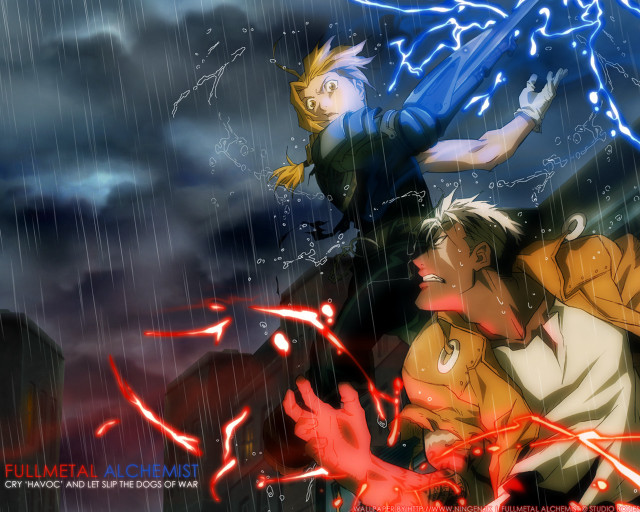 Rain lightning couple anime boys free wallpaper - medium preview image