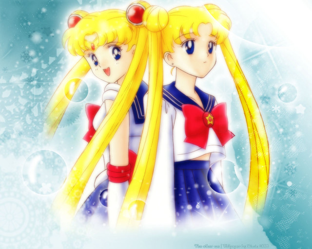 Anime blonde girls bows sailor free wallpaper - medium preview image