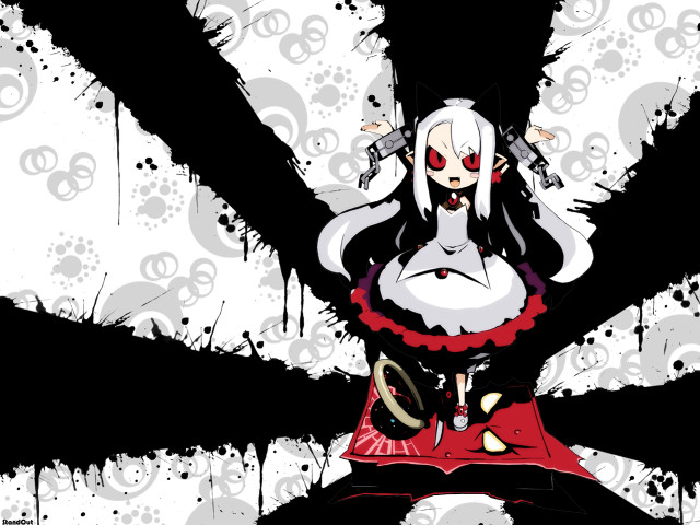 White hair red dress yandere free wallpaper - medium preview image