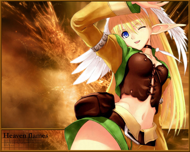 Blonde elf fantasy sword wings free wallpaper - medium preview image