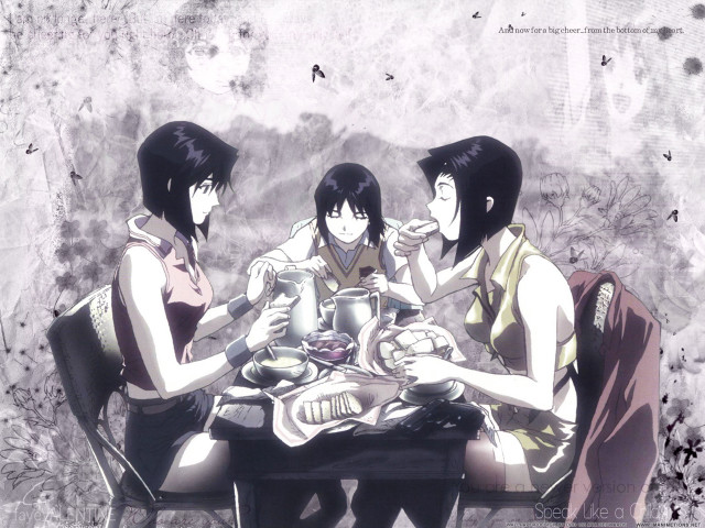 Three girls hanami wisteria bird free wallpaper - medium preview image