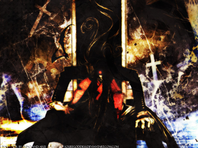 Man sitting gothic cross fire free wallpaper - medium preview image