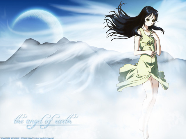 Woman yellow dress flying moonlight free wallpaper - medium preview image