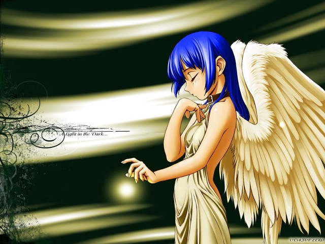 Blue haired angel wings gothic free wallpaper - medium preview image