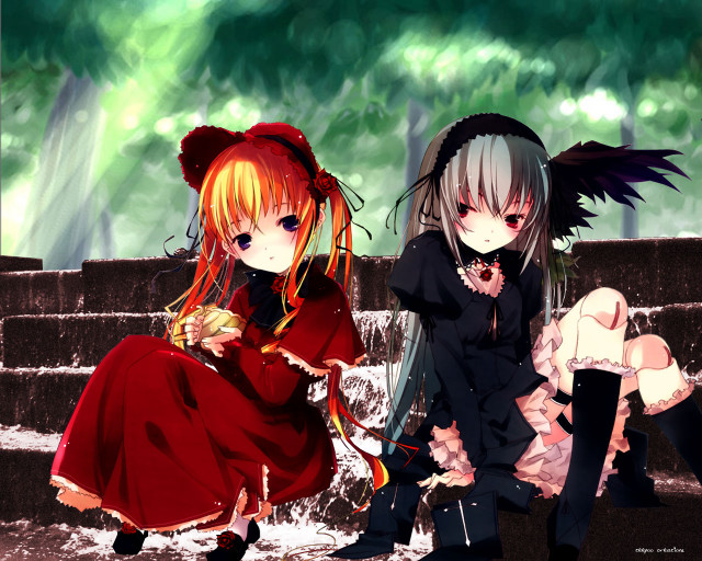Anime girls wind blowing cat free wallpaper - medium preview image