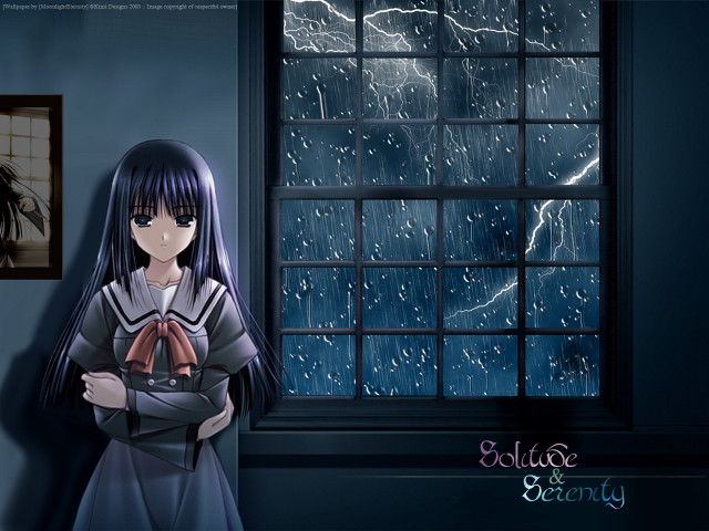 Girl window lightning gothic portrait free wallpaper - medium preview image