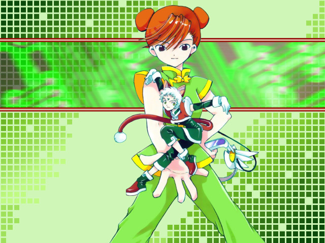 Woman child green border red free wallpaper - medium preview image
