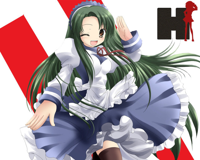 Green haired maid ensemble highdef free wallpaper - medium preview image
