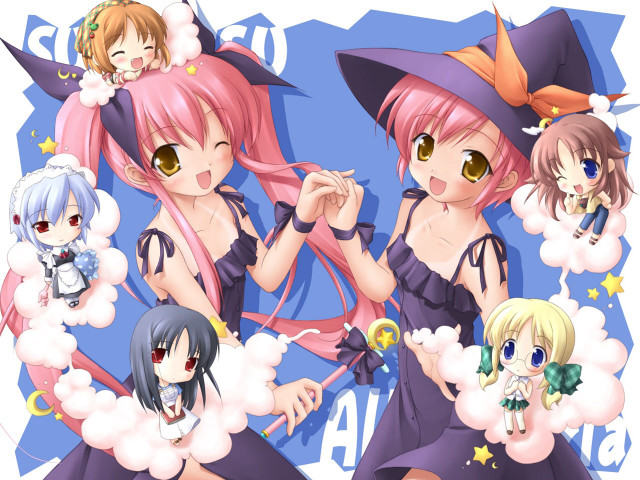 Pink hair anime girls star free wallpaper - medium preview image