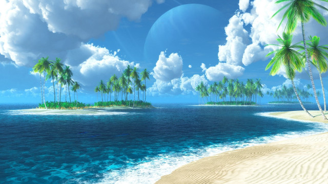Tropical island beach palm trees #2 free wallpaper - medium preview image