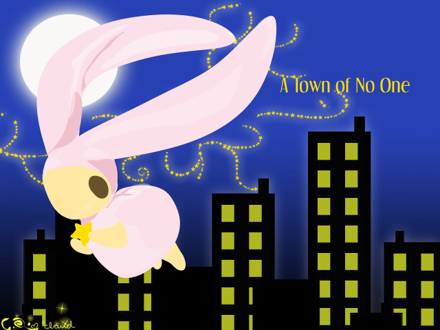 Bunny flying city night moon free wallpaper - medium preview image