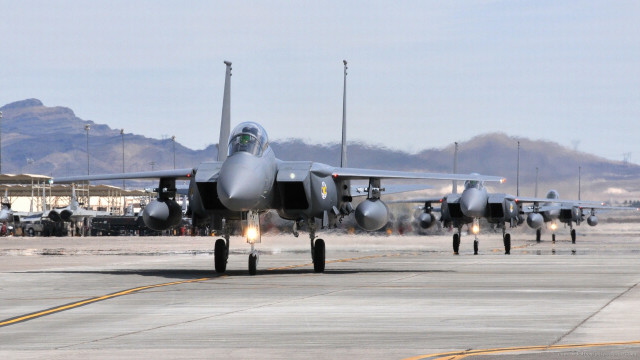 Fighter jets airport tarmac mountains free wallpaper - medium preview image