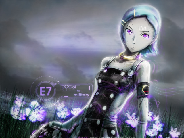 Futuristic girl flower field clock free wallpaper - medium preview image