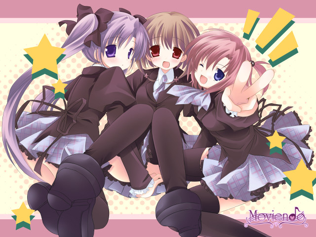 Three anime girls star background free wallpaper - medium preview image