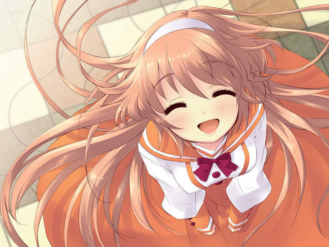 Aguri uchida smiling girl bow free wallpaper - medium preview image