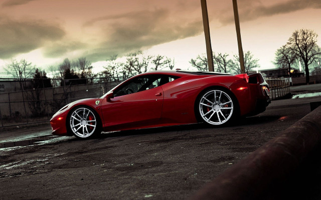 Red sports car parked street #3 free wallpaper - medium preview image