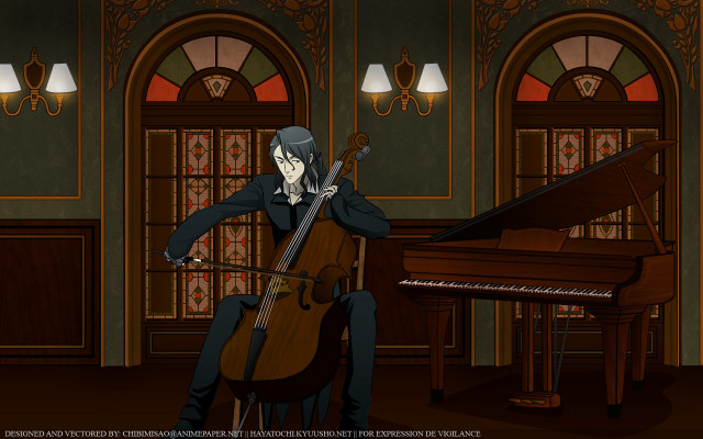 Gothic piano illustration boy stainedglass free wallpaper - medium preview image