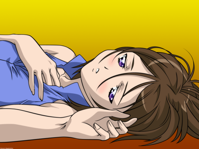 Woman blush blue shirt brown free wallpaper - medium preview image