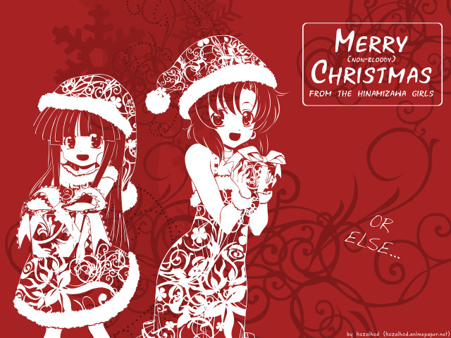 Merry christmas santa girls fur free wallpaper - medium preview image