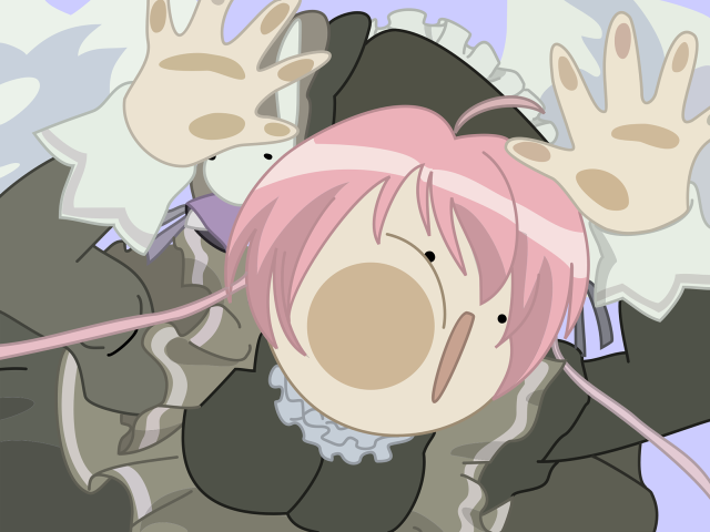 Pink hair cartoon character black free wallpaper - medium preview image