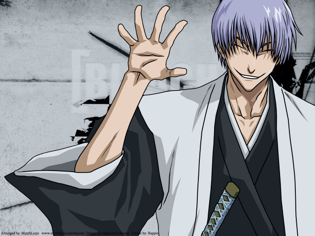 Purple hair kimono sword waving free wallpaper - medium preview image