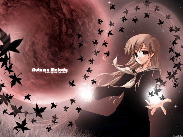 Girl glowing ball red moon free wallpaper - medium preview image