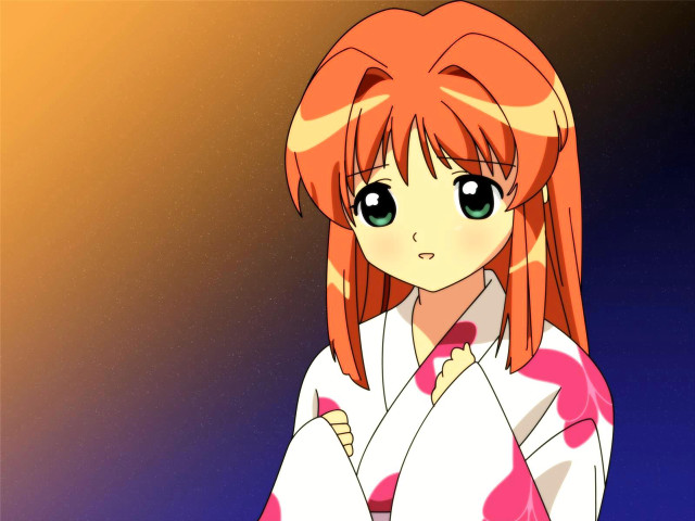 Anime girl redhair greeneyes fireworks free wallpaper - medium preview image