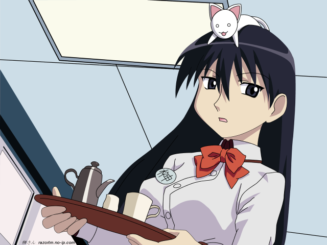 Girl cat tray bow head free wallpaper - medium preview image