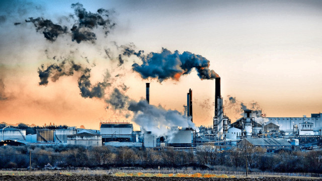 Factory smokestacks sunset dawn clouds free wallpaper - medium preview image