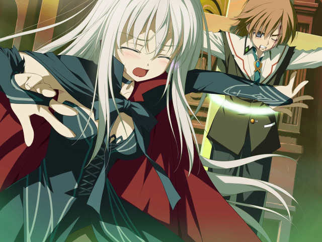 Anime characters white black hair free wallpaper - medium preview image