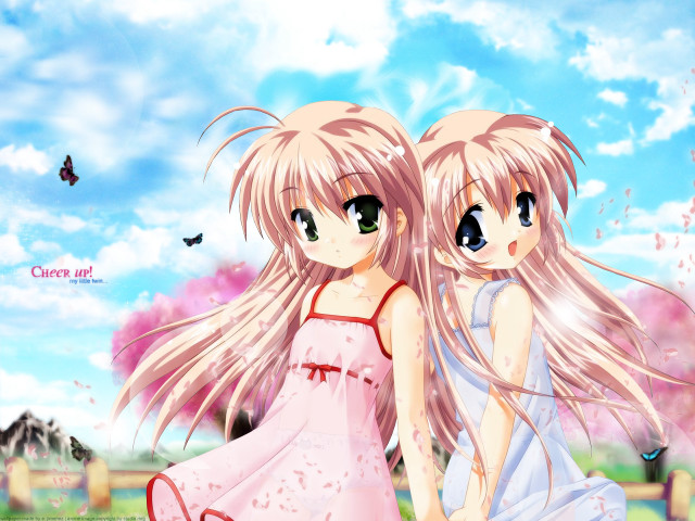Anime girls butterfly sky blue free wallpaper - medium preview image