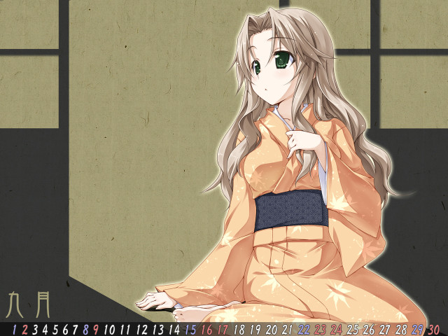 Woman kimono table knife clock free wallpaper - medium preview image