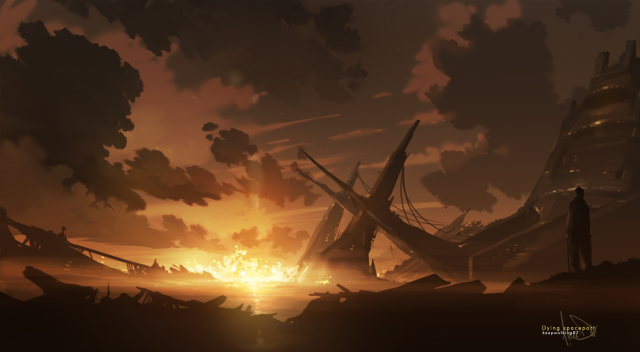 Ship ocean sunset man shore free wallpaper - medium preview image