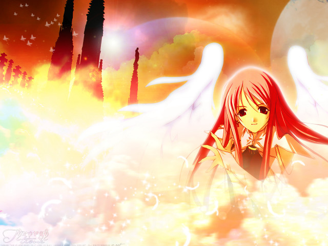 Red haired angel girl fantasy free wallpaper - medium preview image