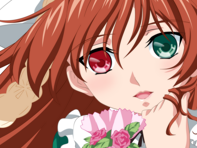 Alice redhair greeneyes flower bouquet free wallpaper - medium preview image