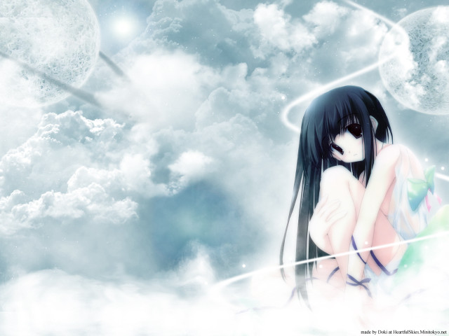 Girl angel clouds green dress free wallpaper - medium preview image