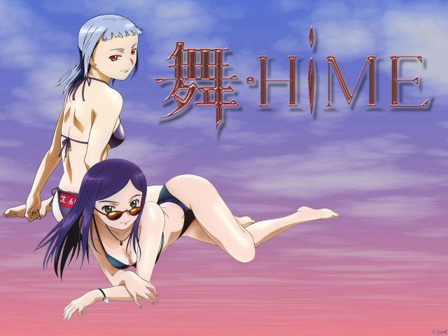 Floating anime girls sky bikini free wallpaper - medium preview image