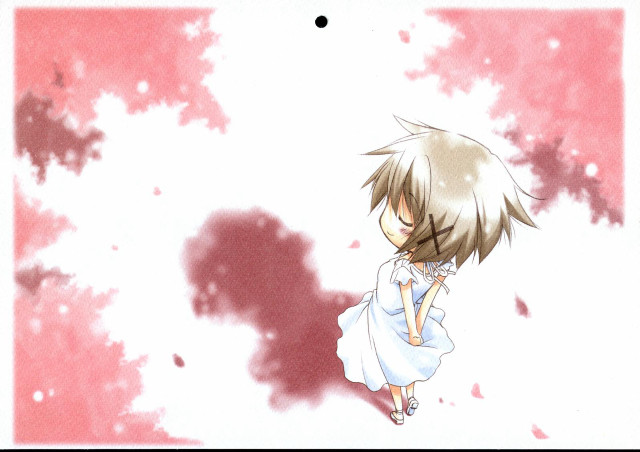 Anime girl white dress cherry free wallpaper for desktop - medium preview image
