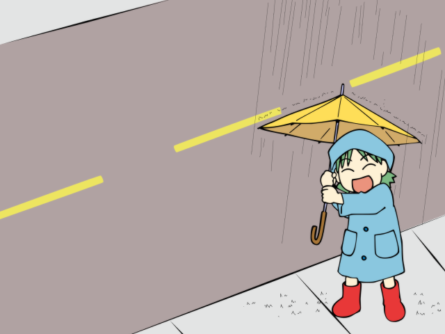 Aqua green hair girl rain free wallpaper - medium preview image