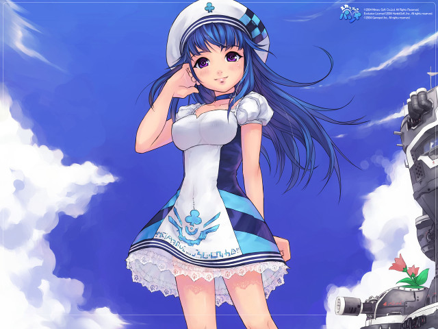 Sailor girl train blue sky free wallpaper - medium preview image