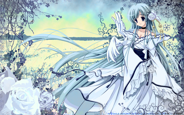 Alice prin white dress blue free wallpaper - medium preview image