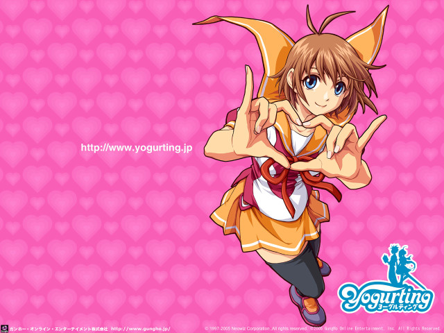 Pink hearts girl yellow jacket free wallpaper - medium preview image