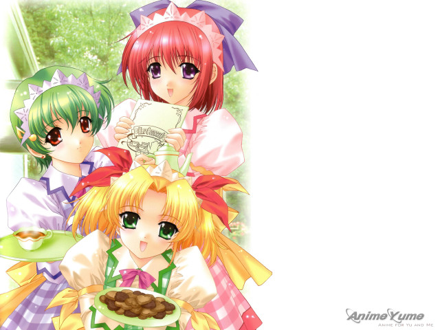 Anime girls food tray maid free wallpaper - medium preview image
